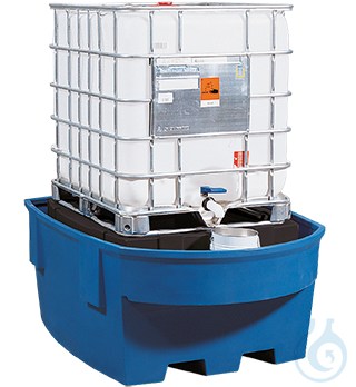 IBC station PE blue trucklift pockets V=1000L, 1380x1800x760