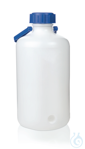 Storage bottle, PE-HD, narrow neck, 5 l screw cap/carrying handle