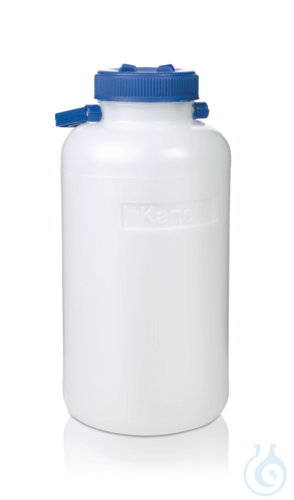 Storage bottle, PE-HD, wide neck, 5 l screw cap/carrying handle