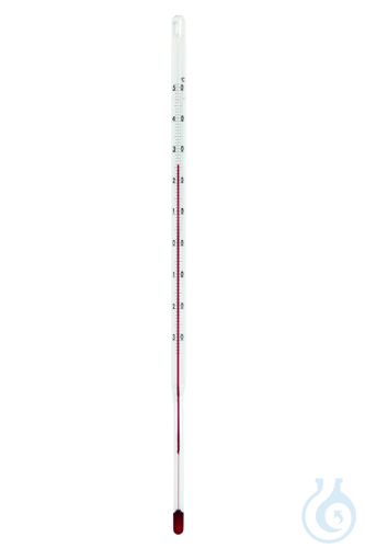 Stem thermometer similar DIN 16178, -30+50:1 °C, red, LPL 105 mm, ID 89 mm, TL 3