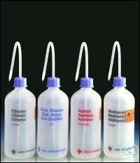 VITsafe safety-wash-bottle, PE-LD, 500 ml, Ethylacetate, narrow-mouth, with