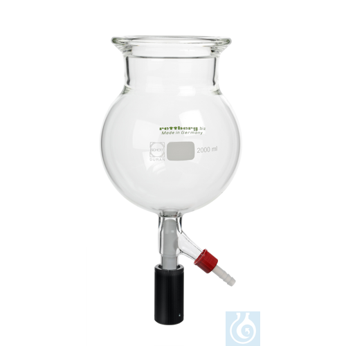 Reaction vessel, 2000 ml, DN 100, with groove, spherical, run-off valve