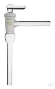 High vacuum stopcock/right angle, hollow glass plug size 14,5/2,5 mm bore