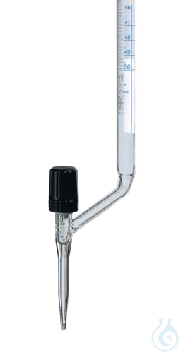 Burette BLAUBRAND AS DE-M lat. stopcock, 50 ml:0,1 ml Boro 3.3 Sch. PTFE spindle