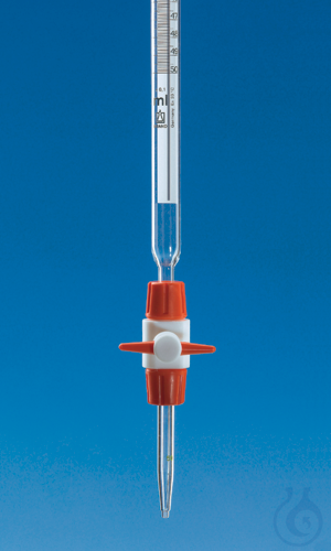 Compact burette, PTFE stopcock, SB, 25 ml:0,1 ml Boro 3.3 Schellbach stripe