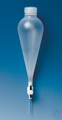 Separating funnel, PP, 250 ml, screw cap PP, con.PTFE-stopcock