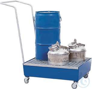 Sump pallet steel lam. blue grid galv. mobile V=65L, 1275x635x890
