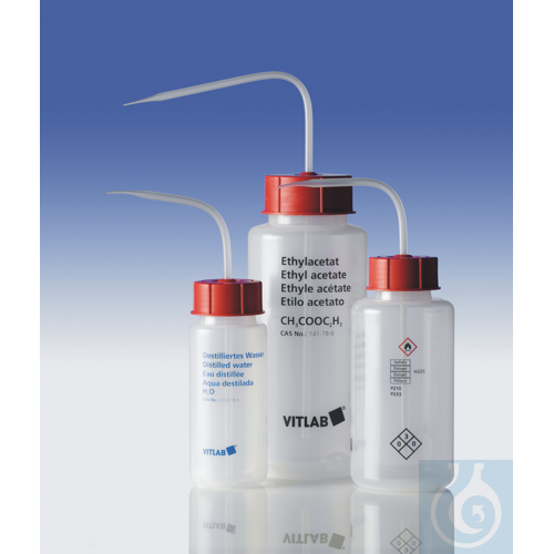 VITsafe safety-wash-bottle, PP, 250 ml, Acetone, wide-mouth, with VENT-CAP, GL