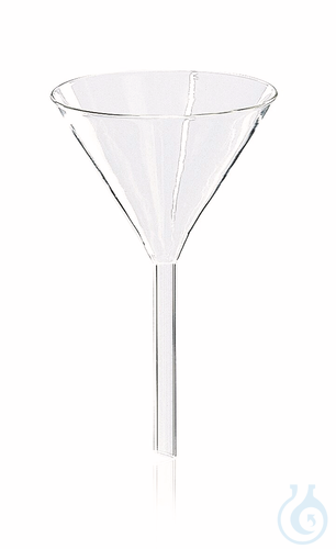 Funnel, short stem, Boro 3.3, out.dia. 70 mm, stem dia. 8 mm, l. 70 mm