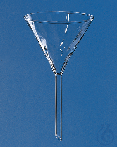 Funnel, short stem, Boro 3.3, fluted, out.dia. 80 mm, stem dia.10 mm, l. 80 mm