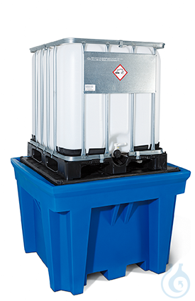 IBC station PE blue forklift accessible V=1000L, 1430x1430x965
