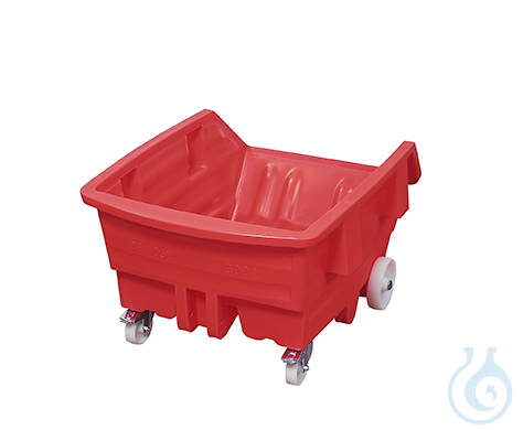 Tipping trolley liquid-tight PE red V=500 L, 960x1440x825