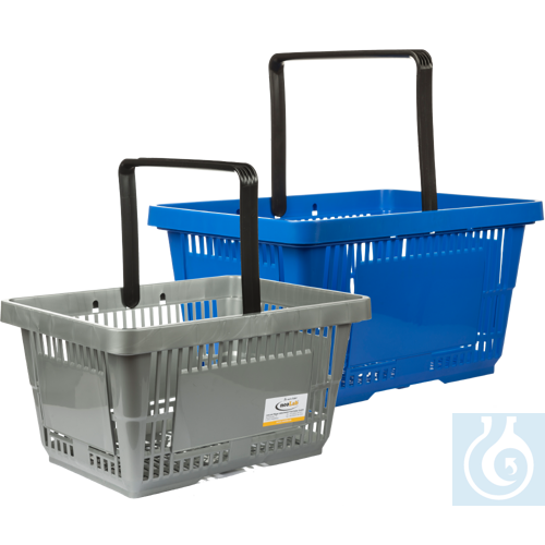 neoChoice Laborkorb aus Polypropylen (grau), 43 x 30 x 23 cm (L x B x H), Griffe