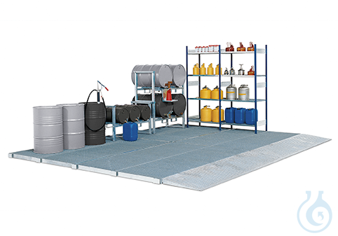 Bunded spill flooring steel galv. grid galv. V=80L, 1362x1362x78