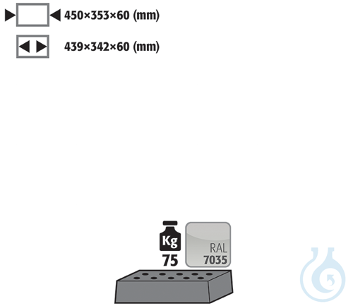 perforated insert sh.steel lam. for UB90 B590/1100 D=500 442x345x70