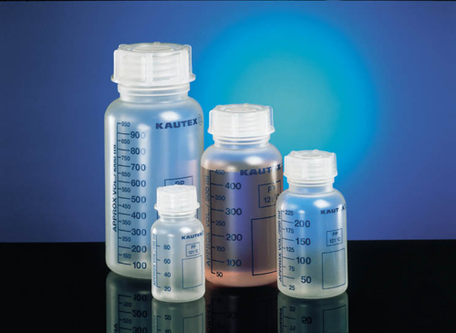 Wide neck bottle, PP natural, grad., 250 ml, round, incl. closure
