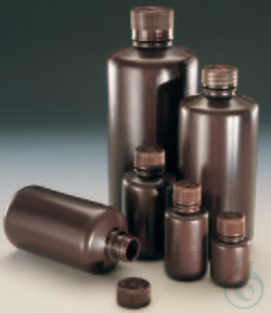 Nalgene&trade; Narrow-Mouth Amber HDPE Lab Quality Bottles