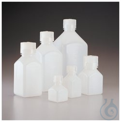 Nalgene&trade; Square Narrow-Mouth HDPE Bottles with Closure
