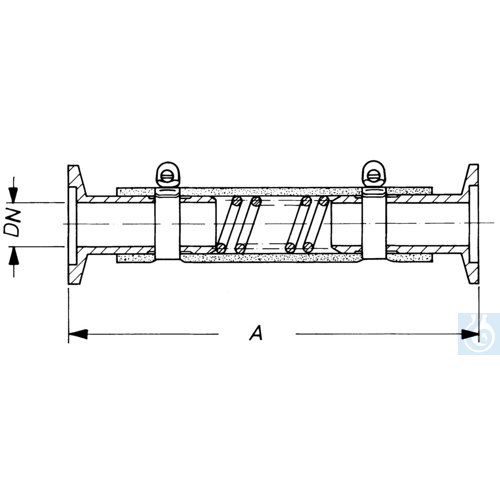 PVC tubing with spiral, KF DN 25/500 mm