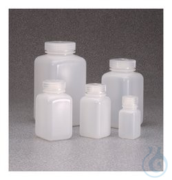 Nalgene&trade; Square Wide-Mouth HDPE Bottles with Closure