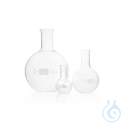 DURAN® Flat Bottom Flask, narrow neck, with beaded rim