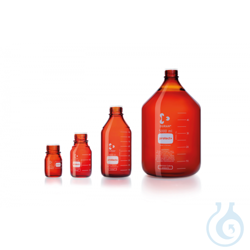 DURAN® Laboratory glass bottle GL 45, Amber, protect+ plastic coated (PA12),
