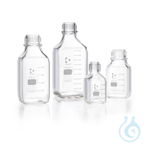 DURAN&reg; Laboratory Bottle Square, clear, with DIN 168-1 thread, graduated