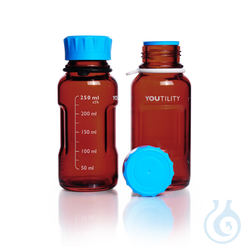 DURAN® YOUTILITY® GL 45 Laboratory Bottle, amber, with screw cap and pouring rin