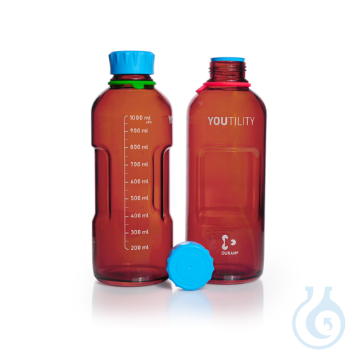 DURAN® YOUTILITY® GL 45 Laboratory Bottle, amber, with screw cap and pouring rin