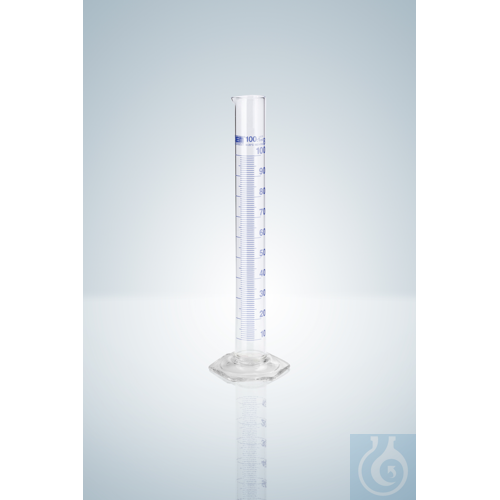 MEASURING CYLINDER B 500 ML, SHORT LINE, BLUE GRADUATION