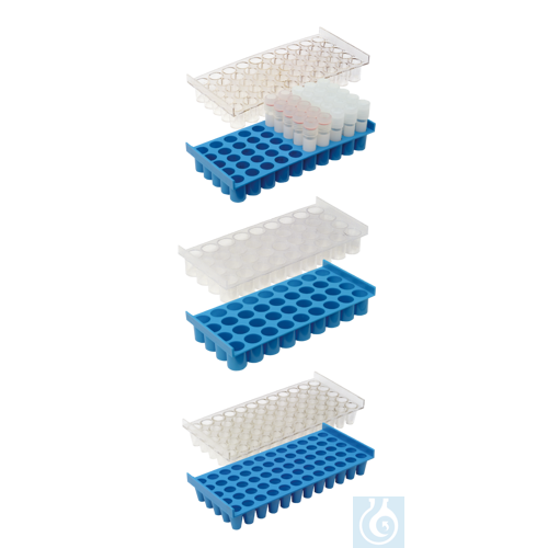 neoLabLine LaboBox-System: Gestell für Fläschchen bis 12,5 mm, 5 x 10 Plätze, bl