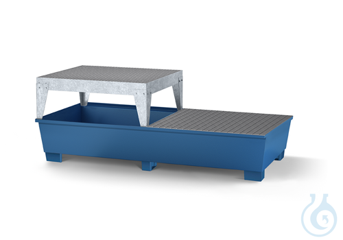 IBC-station steel lam. blue grid galv. feet construc. V=1000L, 2200x1300x1050