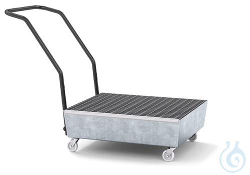 Sump pallet steel galv. grid galv. mobile V=65L, 635x810x980