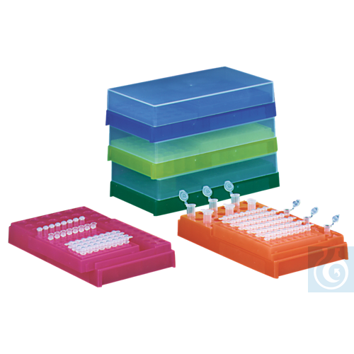 neoChoice Combi-Rack für PCR-Tubes u. Reaktionsgef., mit Deckel, grün