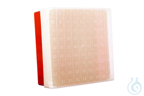 neoLabLine neoBox 81 plus, Kryobox,133x133x53 mm L x B xH), Unterteil rot, Decke