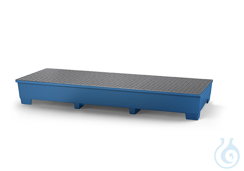 IBC-station steel lam. blue grid galv. feet construc. V=1000L, 3280x1300x430