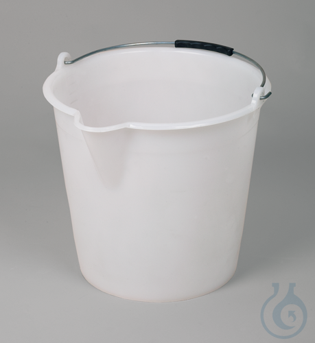 Industrial bucket, LDPE white, w/metal handle, 12l