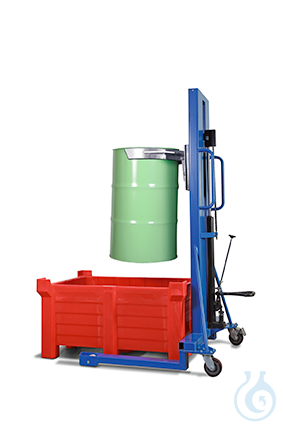 drum lifter made of steel, w. foot pump (with clamp), wide running gear