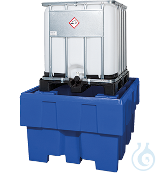 IBC station PE blue forklift accessible V=1000L, 1280x1660x870