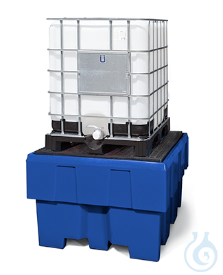 IBC station PE blue grid PE forklift accessible V=1000L, 1280x1660x895