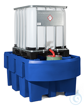 IBC station PE blue with filling area forklift accessible V=1000L, 1280x1910x860