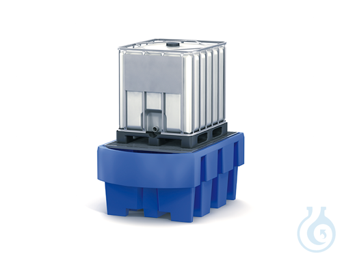 IBC station PE blue grid galv. forklift accessible V=1000L, 1280x1910x860
