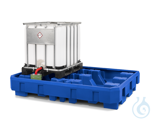 IBC station PE blue with filling area forklift accessible V=1000L, 2460x1800x460