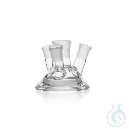 DURAN® Flat Flange Lid, 4 standard ground necks (3 angled side and 1 center)