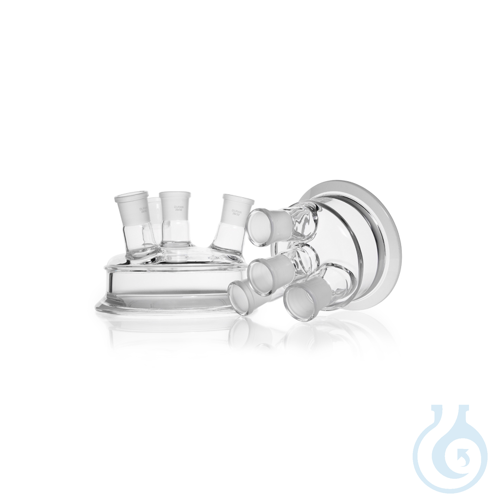 DURAN® Flat Flange Lid, 4 standard ground necks (3 angled side and 1 center)