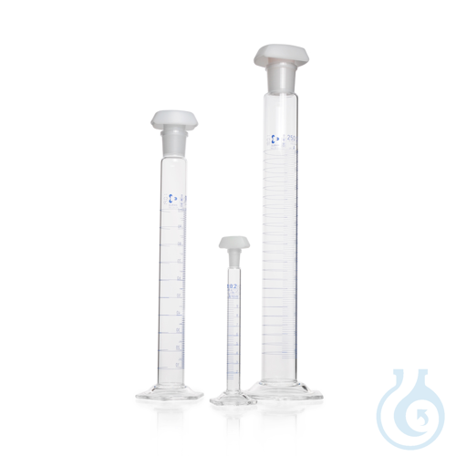 DURAN® Mixing Cylinder, hexagonal base, Class A, blue scale, batch certificate
