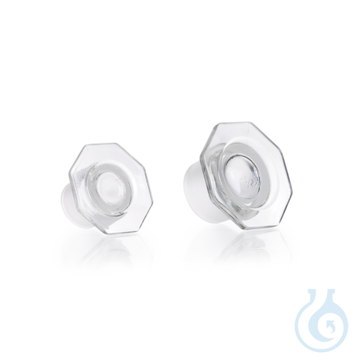 Glass Stopper, clear, SBW glass, with short standard ground join, octagonal