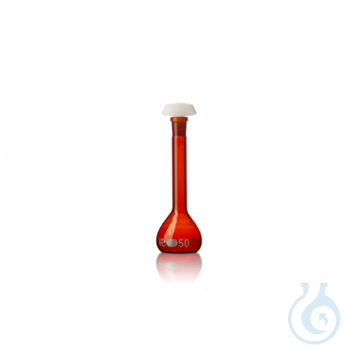 DURAN® Volumetric Flask, amber, with UKAS certificate, with polyethylene stopper
