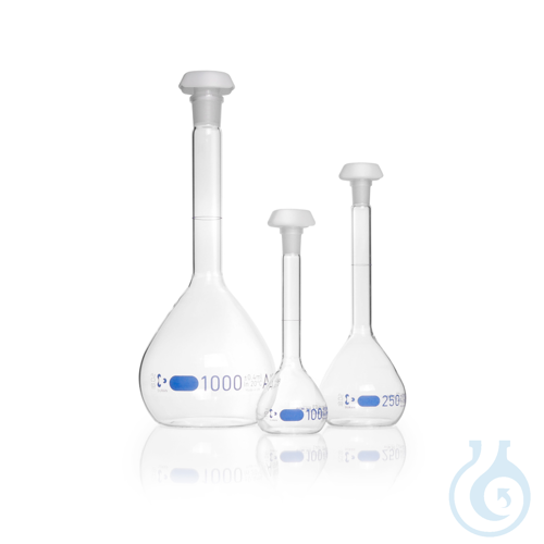 DURAN® Volumetric Flask, Class A, with CoC and batch certificate, blue print