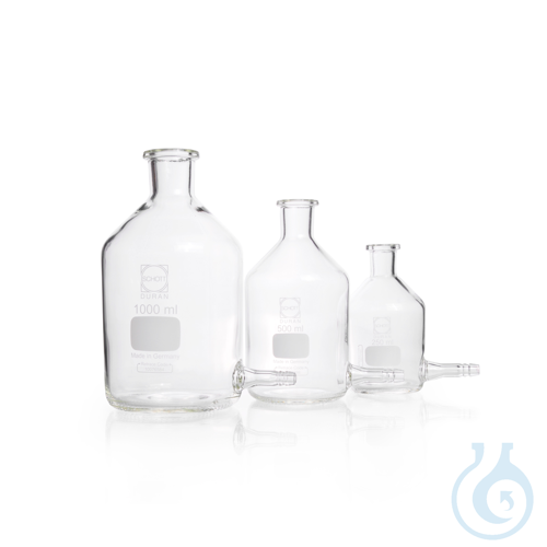 DURAN&reg; Aspirator Bottle, unground neck, with side-arm for attaching